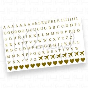 Adesivos - Alfabeto Padrão Dourado (DTF UV) - A4